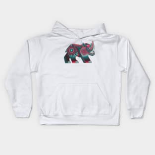 Mexican rhino hand drawn colorful illustration Kids Hoodie